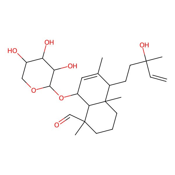 2D Structure of 5-(3-Hydroxy-3-methylpent-4-enyl)-1,4a,6-trimethyl-8-(3,4,5-trihydroxyoxan-2-yl)oxy-2,3,4,5,8,8a-hexahydronaphthalene-1-carbaldehyde