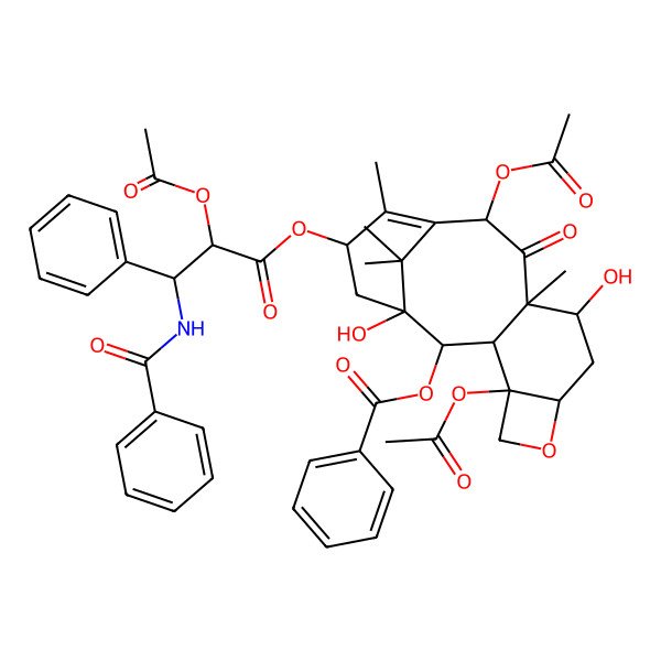 2D Structure of [(1S,2S,3R,4S,7R,9R,10S,12R,15R)-4,12-diacetyloxy-15-[(2R,3S)-2-acetyloxy-3-benzamido-3-phenylpropanoyl]oxy-1,9-dihydroxy-10,14,17,17-tetramethyl-11-oxo-6-oxatetracyclo[11.3.1.03,10.04,7]heptadec-13-en-2-yl] benzoate