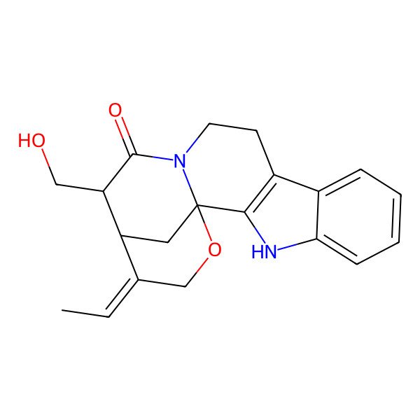 2D Structure of (1R,15R,16R,17Z)-17-ethylidene-15-(hydroxymethyl)-19-oxa-3,13-diazapentacyclo[14.3.1.01,13.02,10.04,9]icosa-2(10),4,6,8-tetraen-14-one