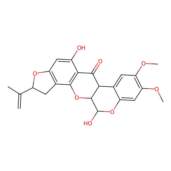 2D Structure of (1S,6R,13S,21S)-10,21-dihydroxy-16,17-dimethoxy-6-prop-1-en-2-yl-2,7,20-trioxapentacyclo[11.8.0.03,11.04,8.014,19]henicosa-3(11),4(8),9,14,16,18-hexaen-12-one