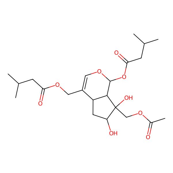 2D Structure of [7-(acetyloxymethyl)-6,7-dihydroxy-1-(3-methylbutanoyloxy)-4a,5,6,7a-tetrahydro-1H-cyclopenta[c]pyran-4-yl]methyl 3-methylbutanoate