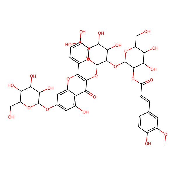 2D Structure of [2-[4,5-Dihydroxy-2-[5-hydroxy-2-(4-hydroxyphenyl)-4-oxo-7-[3,4,5-trihydroxy-6-(hydroxymethyl)oxan-2-yl]oxychromen-3-yl]oxy-6-(hydroxymethyl)oxan-3-yl]oxy-4,5-dihydroxy-6-(hydroxymethyl)oxan-3-yl] 3-(4-hydroxy-3-methoxyphenyl)prop-2-enoate