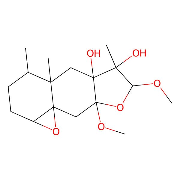 2D Structure of (1R,3R,5R,6R,7S,9S,10R,13S)-3,5-dimethoxy-6,9,10-trimethyl-4,14-dioxatetracyclo[7.5.0.01,13.03,7]tetradecane-6,7-diol