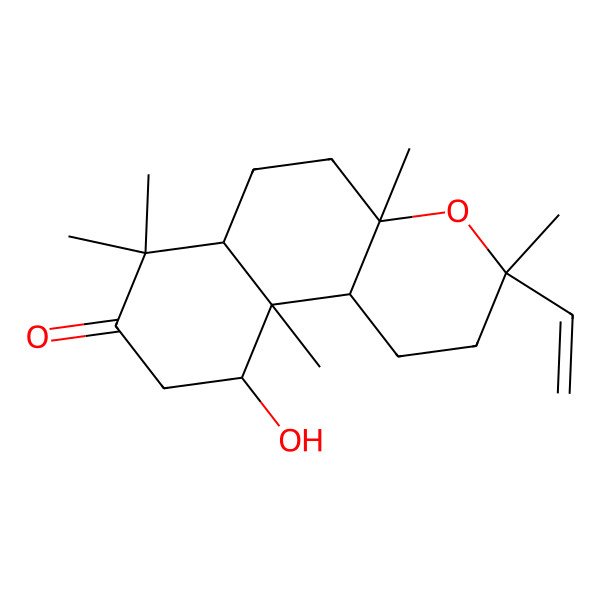 2D Structure of (3S,4aS,6aS,10S,10aR,10bS)-3-ethenyl-10-hydroxy-3,4a,7,7,10a-pentamethyl-1,2,5,6,6a,9,10,10b-octahydrobenzo[f]chromen-8-one