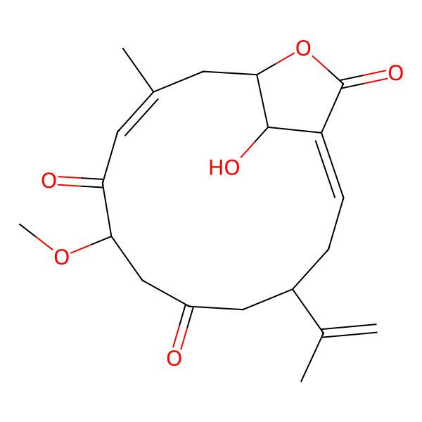 2D Structure of (1Z,4S,8R,10E,13R,16S)-16-hydroxy-8-methoxy-11-methyl-4-prop-1-en-2-yl-14-oxabicyclo[11.2.1]hexadeca-1,10-diene-6,9,15-trione