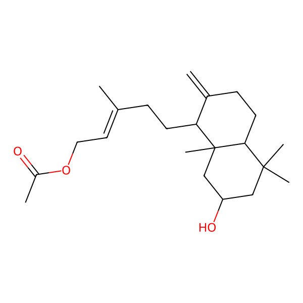 2D Structure of [5-(7-hydroxy-5,5,8a-trimethyl-2-methylidene-3,4,4a,6,7,8-hexahydro-1H-naphthalen-1-yl)-3-methylpent-2-enyl] acetate