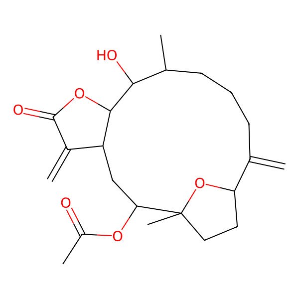2D Structure of [(1S,2R,4S,8R,9S,10R,15R)-9-hydroxy-1,10-dimethyl-5,14-dimethylidene-6-oxo-7,18-dioxatricyclo[13.2.1.04,8]octadecan-2-yl] acetate