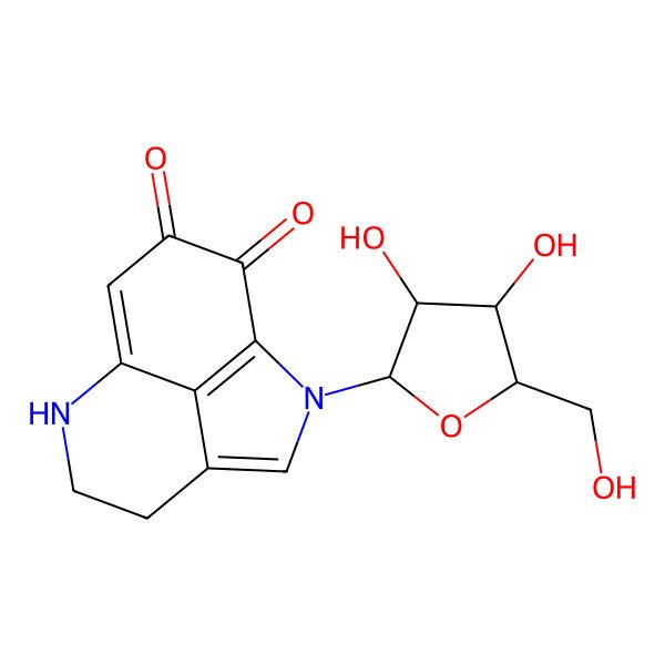 2D Structure of 2-[(3R,4S,5R)-3,4-dihydroxy-5-(hydroxymethyl)oxolan-2-yl]-2,7-diazatricyclo[6.3.1.04,12]dodeca-1(12),3,8-triene-10,11-dione