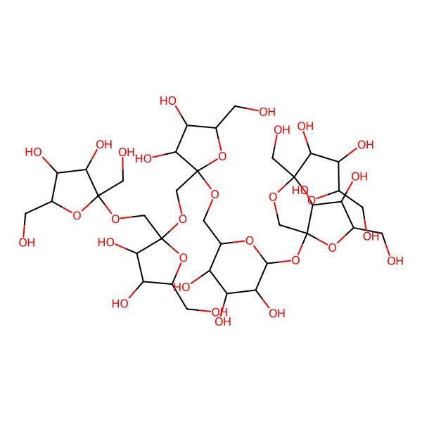 2D Structure of 2-[2-[[3,4-Dihydroxy-2,5-bis(hydroxymethyl)oxolan-2-yl]oxymethyl]-3,4-dihydroxy-5-(hydroxymethyl)oxolan-2-yl]oxy-6-[[2-[[2-[[3,4-dihydroxy-2,5-bis(hydroxymethyl)oxolan-2-yl]oxymethyl]-3,4-dihydroxy-5-(hydroxymethyl)oxolan-2-yl]oxymethyl]-3,4-dihydroxy-5-(hydroxymethyl)oxolan-2-yl]oxymethyl]oxane-3,4,5-triol