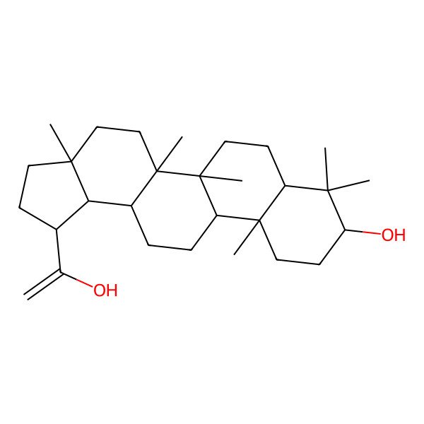 2D Structure of 1-(1-Hydroxyethenyl)-3a,5a,5b,8,8,11a-hexamethyl-1,2,3,4,5,6,7,7a,9,10,11,11b,12,13,13a,13b-hexadecahydrocyclopenta[a]chrysen-9-ol