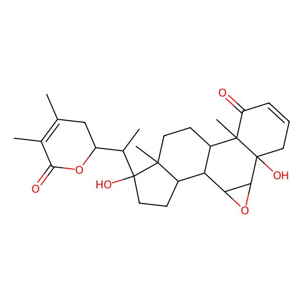2D Structure of (1S,2S,4S,5R,10R,11S,14S,15S,18R)-15-[(1R)-1-[(2R)-4,5-dimethyl-6-oxo-2,3-dihydropyran-2-yl]ethyl]-5,15-dihydroxy-10,14-dimethyl-3-oxapentacyclo[9.7.0.02,4.05,10.014,18]octadec-7-en-9-one