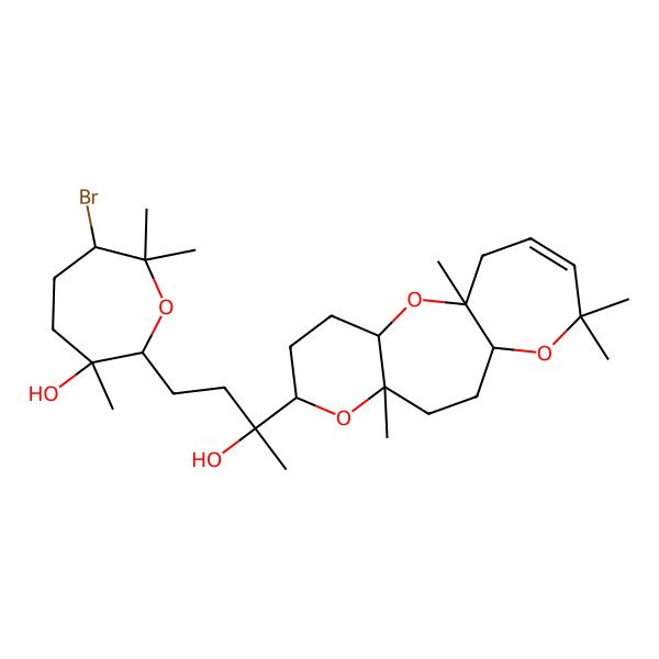 2D Structure of 6-Bromo-2-[3-hydroxy-3-(1,8,13,13-tetramethyl-2,7,12-trioxatricyclo[9.5.0.03,8]hexadec-14-en-6-yl)butyl]-3,7,7-trimethyloxepan-3-ol