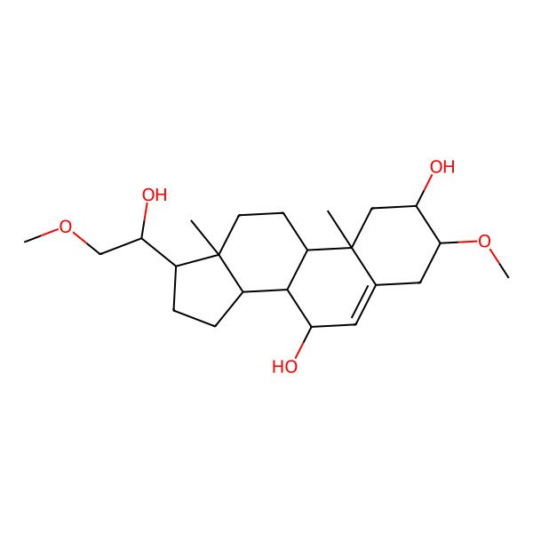 2D Structure of 17-(1-hydroxy-2-methoxyethyl)-3-methoxy-10,13-dimethyl-2,3,4,7,8,9,11,12,14,15,16,17-dodecahydro-1H-cyclopenta[a]phenanthrene-2,7-diol
