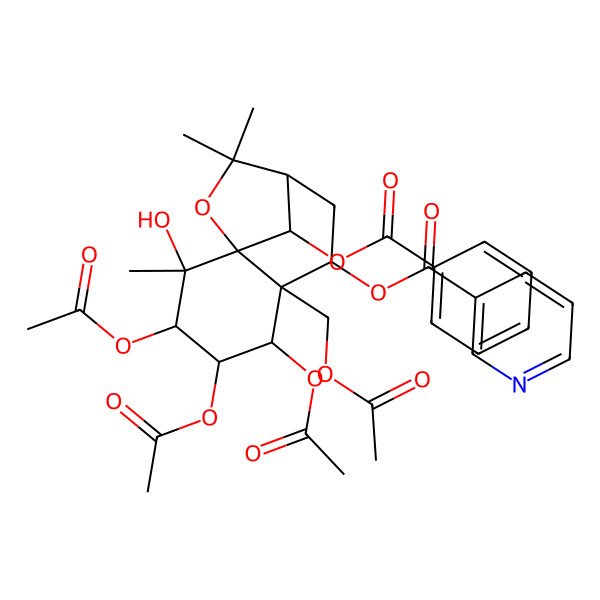 2D Structure of [(1S,2S,3S,4R,5R,6R,7S,9R,12R)-3,4,5-triacetyloxy-6-(acetyloxymethyl)-12-benzoyloxy-2-hydroxy-2,10,10-trimethyl-11-oxatricyclo[7.2.1.01,6]dodecan-7-yl] pyridine-3-carboxylate