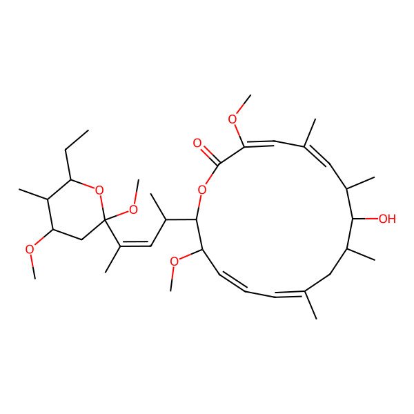2D Structure of 16-[4-(6-Ethyl-2,4-dimethoxy-5-methyloxan-2-yl)pent-3-en-2-yl]-8-hydroxy-3,15-dimethoxy-5,7,9,11-tetramethyl-1-oxacyclohexadeca-3,5,11,13-tetraen-2-one