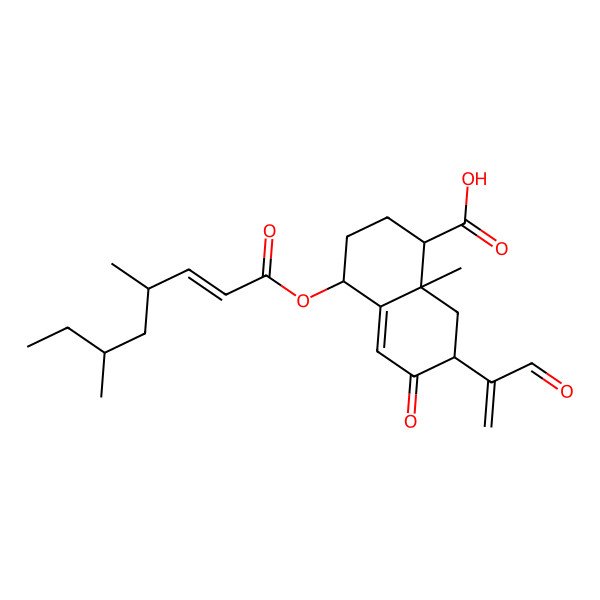2D Structure of 4-(4,6-Dimethyloct-2-enoyloxy)-8a-methyl-6-oxo-7-(3-oxoprop-1-en-2-yl)-1,2,3,4,7,8-hexahydronaphthalene-1-carboxylic acid