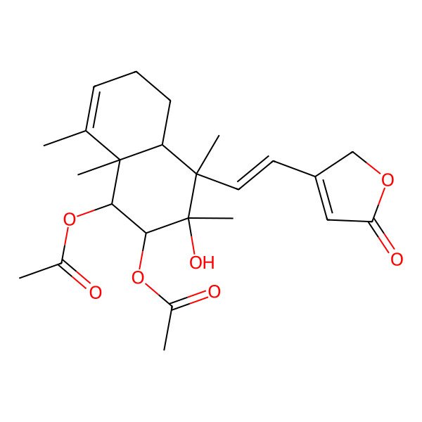 2D Structure of [(1R,2S,3R,4R,4aS,8aR)-2-acetyloxy-3-hydroxy-3,4,8,8a-tetramethyl-4-[2-(5-oxo-2H-furan-3-yl)ethenyl]-2,4a,5,6-tetrahydro-1H-naphthalen-1-yl] acetate