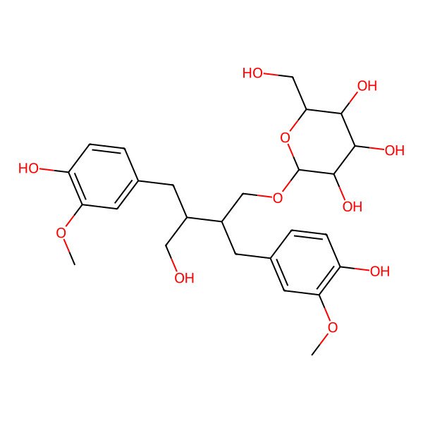 2D Structure of (2S,3S,4R,5R,6S)-2-[(2R,3R)-4-hydroxy-2,3-bis[(4-hydroxy-3-methoxyphenyl)methyl]butoxy]-6-(hydroxymethyl)oxane-3,4,5-triol