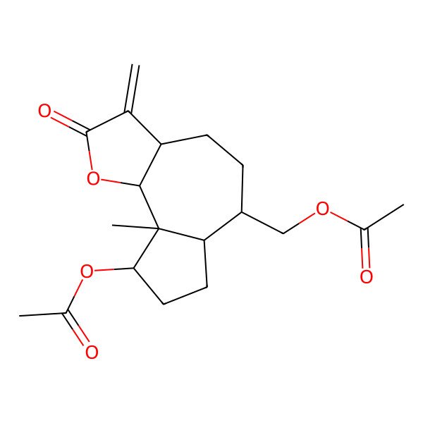 2D Structure of [(3aS,6S,6aS,9R,9aS,9bR)-9-acetyloxy-9a-methyl-3-methylidene-2-oxo-4,5,6,6a,7,8,9,9b-octahydro-3aH-azuleno[4,5-b]furan-6-yl]methyl acetate