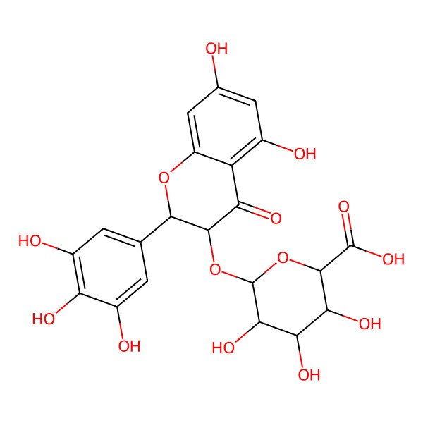 2D Structure of (2S,3S,4S,5R,6R)-6-[[(2S,3R)-5,7-dihydroxy-4-oxo-2-(3,4,5-trihydroxyphenyl)-2,3-dihydrochromen-3-yl]oxy]-3,4,5-trihydroxyoxane-2-carboxylic acid