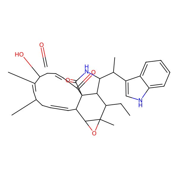 2D Structure of (1R,3E,6R,7E,9S,11E,13R,14S,16R,17S,18R,19S)-17-ethyl-6-hydroxy-19-[(1R)-1-(1H-indol-3-yl)ethyl]-7,9,16-trimethyl-15-oxa-20-azatetracyclo[11.8.0.01,18.014,16]henicosa-3,7,11-triene-2,5,21-trione