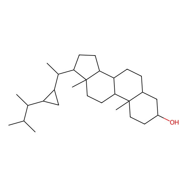 2D Structure of 10,13-dimethyl-17-[1-[2-(3-methylbutan-2-yl)cyclopropyl]ethyl]-2,3,4,5,6,7,8,9,11,12,14,15,16,17-tetradecahydro-1H-cyclopenta[a]phenanthren-3-ol
