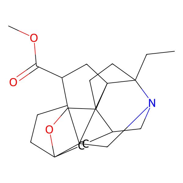 2D Structure of methyl (1S,4R,7S,8S,10R,11R,12R,16S)-7-ethyl-2-oxa-14-azaheptacyclo[9.7.2.01,12.04,8.04,16.07,14.08,12]icosane-10-carboxylate