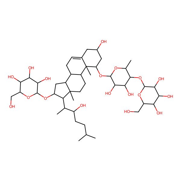 2D Structure of (2R,3R,4S,5R,6R)-2-[[(1R,3R,8S,9S,10R,13S,14S,16S,17R)-1-[(2R,3R,4S,5R,6S)-3,4-dihydroxy-6-methyl-5-[(2S,3R,4S,5S,6R)-3,4,5-trihydroxy-6-(hydroxymethyl)oxan-2-yl]oxyoxan-2-yl]oxy-3-hydroxy-17-[(2S,3S)-3-hydroxy-6-methylheptan-2-yl]-10,13-dimethyl-2,3,4,7,8,9,11,12,14,15,16,17-dodecahydro-1H-cyclopenta[a]phenanthren-16-yl]oxy]-6-(hydroxymethyl)oxane-3,4,5-triol