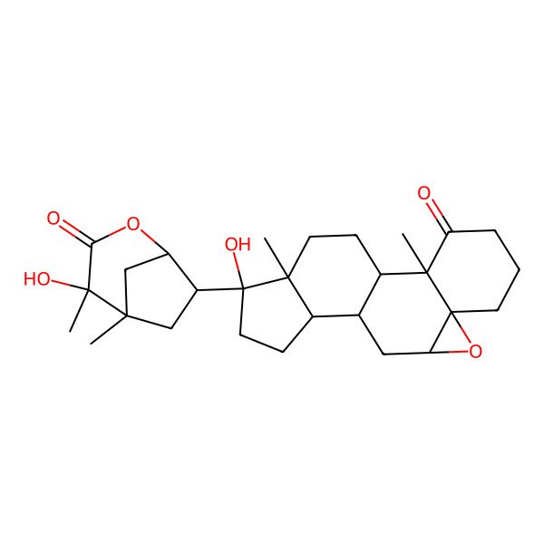 2D Structure of 15-Hydroxy-15-(4-hydroxy-4,5-dimethyl-3-oxo-2-oxabicyclo[3.2.1]octan-7-yl)-2,16-dimethyl-8-oxapentacyclo[9.7.0.02,7.07,9.012,16]octadecan-3-one
