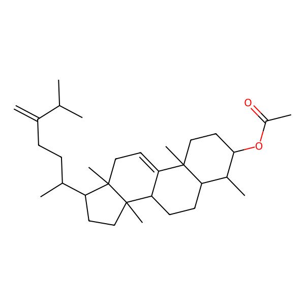 2D Structure of [(3S,4S,5S,8S,10S,13R,14S,17R)-4,10,13,14-tetramethyl-17-[(2R)-6-methyl-5-methylideneheptan-2-yl]-1,2,3,4,5,6,7,8,12,15,16,17-dodecahydrocyclopenta[a]phenanthren-3-yl] acetate