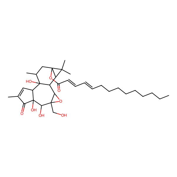 2D Structure of [5,6,11-Trihydroxy-4-(hydroxymethyl)-8,12,15,15-tetramethyl-7-oxo-3-oxapentacyclo[9.5.0.02,4.06,10.014,16]hexadec-8-en-14-yl] tetradeca-2,4-dienoate