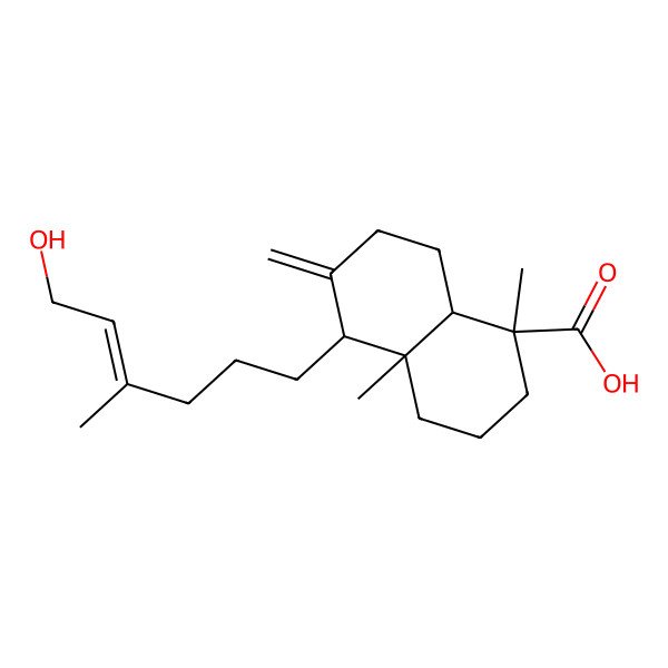 2D Structure of (1S,4aR,5S,8aR)-5-[(E)-6-hydroxy-4-methylhex-4-enyl]-1,4a-dimethyl-6-methylidene-3,4,5,7,8,8a-hexahydro-2H-naphthalene-1-carboxylic acid