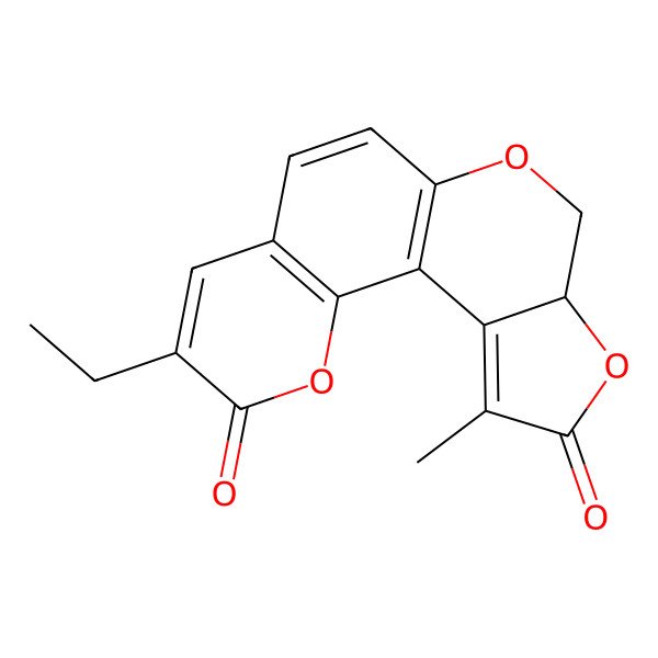2D Structure of 5-Ethyl-16-methyl-3,11,14-trioxatetracyclo[8.7.0.02,7.013,17]heptadeca-1(10),2(7),5,8,16-pentaene-4,15-dione