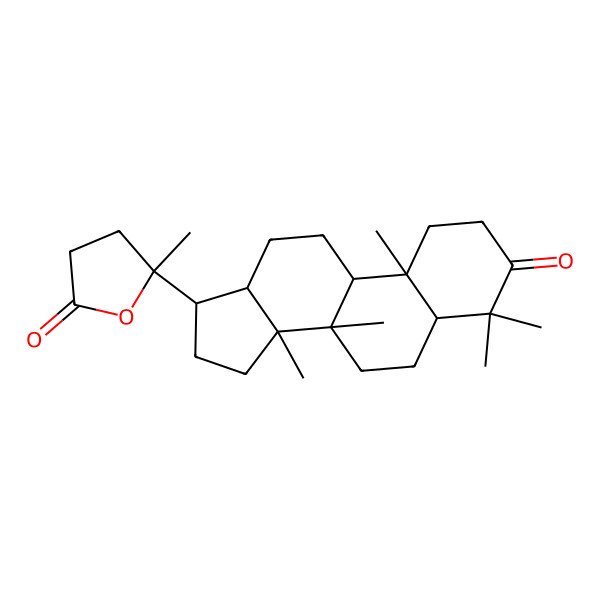 2D Structure of (5S)-5-methyl-5-[(5R,8R,9S,10R,13R,14R,17S)-4,4,8,10,14-pentamethyl-3-oxo-1,2,5,6,7,9,11,12,13,15,16,17-dodecahydrocyclopenta[a]phenanthren-17-yl]oxolan-2-one