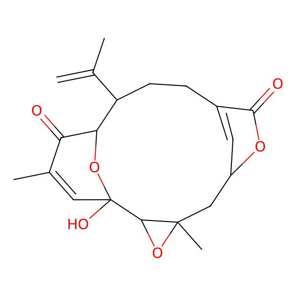 2D Structure of (1S,2S,4S,6S,12S,13S)-1-hydroxy-4,15-dimethyl-12-prop-1-en-2-yl-3,7,17-trioxatetracyclo[11.3.1.16,9.02,4]octadeca-9(18),15-diene-8,14-dione