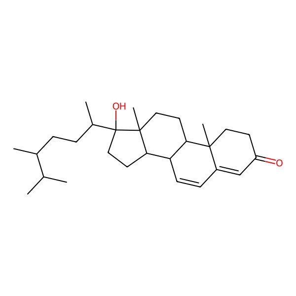 2D Structure of 17-(5,6-dimethylheptan-2-yl)-17-hydroxy-10,13-dimethyl-2,8,9,11,12,14,15,16-octahydro-1H-cyclopenta[a]phenanthren-3-one