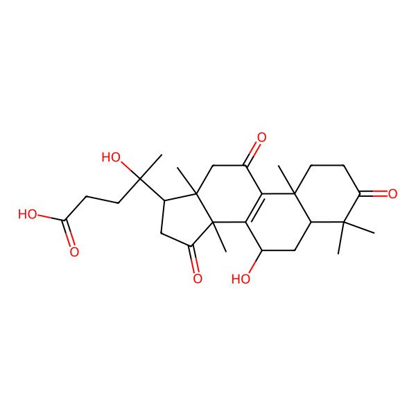 2D Structure of (4S)-4-hydroxy-4-[(5R,7S,10S,13R,14R,17S)-7-hydroxy-4,4,10,13,14-pentamethyl-3,11,15-trioxo-1,2,5,6,7,12,16,17-octahydrocyclopenta[a]phenanthren-17-yl]pentanoic acid