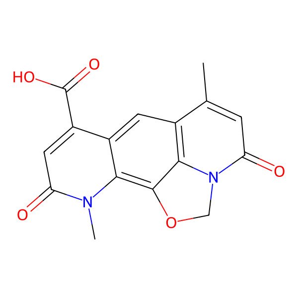 2D Structure of 3,10-Dimethyl-4,12-dioxo-15-oxa-3,13-diazatetracyclo[7.6.1.02,7.013,16]hexadeca-1(16),2(7),5,8,10-pentaene-6-carboxylic acid