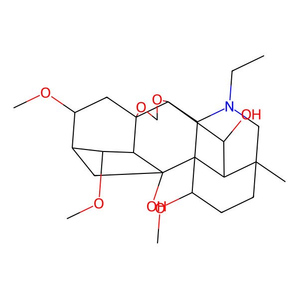 2D Structure of (1R,2S,3S,4S,5R,6S,8R,12S,13S,16R,19S,20R,21S)-14-ethyl-4,6,19-trimethoxy-16-methyl-9,11-dioxa-14-azaheptacyclo[10.7.2.12,5.01,13.03,8.08,12.016,20]docosane-2,21-diol