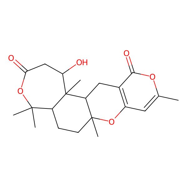 2D Structure of 3-Hydroxy-2,7,7,11,15-pentamethyl-6,12,16-trioxatetracyclo[9.8.0.02,8.013,18]nonadeca-13(18),14-diene-5,17-dione
