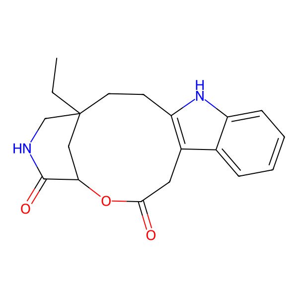 2D Structure of (1S,16R)-1-ethyl-15-oxa-5,18-diazatetracyclo[14.3.1.04,12.06,11]icosa-4(12),6,8,10-tetraene-14,17-dione