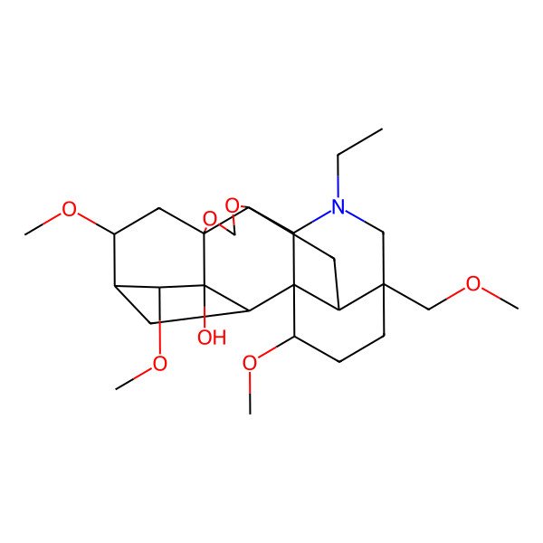 2D Structure of (1S,2R,3R,4S,5S,6S,8S,12S,13R,16R,19S,20S)-14-ethyl-4,6,19-trimethoxy-16-(methoxymethyl)-9,11-dioxa-14-azaheptacyclo[10.7.2.12,5.01,13.03,8.08,12.016,20]docosan-3-ol