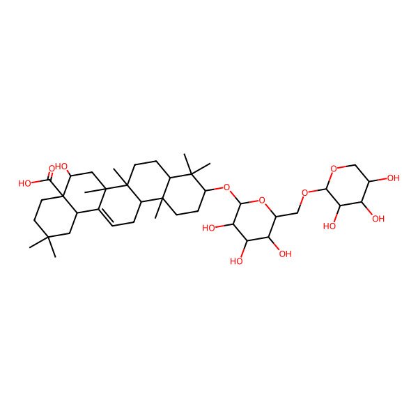 2D Structure of (3I(2),16I+/-)-3-[(6-O-I+/--L-Arabinopyranosyl-I(2)-D-glucopyranosyl)oxy]-16-hydroxyolean-12-en-28-oic acid