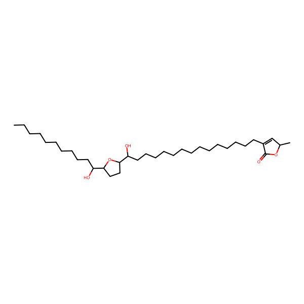 2D Structure of (2S)-4-[(15S)-15-hydroxy-15-[(2S,5S)-5-[(1R)-1-hydroxyundecyl]oxolan-2-yl]pentadecyl]-2-methyl-2H-furan-5-one