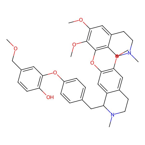 2D Structure of 2-[4-[[(1S)-7-[(6,7-dimethoxy-2-methyl-3,4-dihydro-1H-isoquinolin-8-yl)oxy]-6-methoxy-2-methyl-3,4-dihydro-1H-isoquinolin-1-yl]methyl]phenoxy]-4-(methoxymethyl)phenol