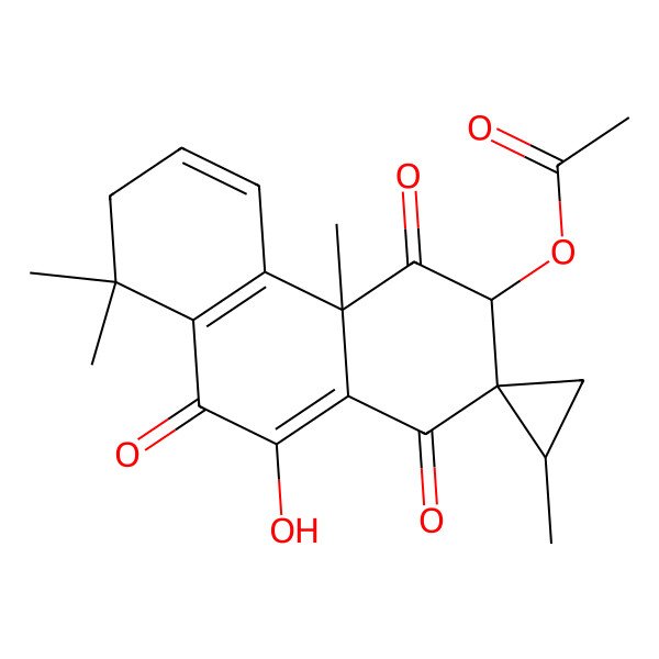 2D Structure of [(2S,2'S,3R,4aS)-10-hydroxy-2',4a,8,8-tetramethyl-1,4,9-trioxospiro[3,7-dihydrophenanthrene-2,1'-cyclopropane]-3-yl] acetate