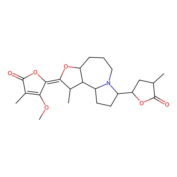 2D Structure of (5Z)-4-methoxy-3-methyl-5-[(1S,2R,3S)-3-methyl-11-[(2S,4S)-4-methyl-5-oxooxolan-2-yl]-5-oxa-10-azatricyclo[8.3.0.02,6]tridecan-4-ylidene]furan-2-one