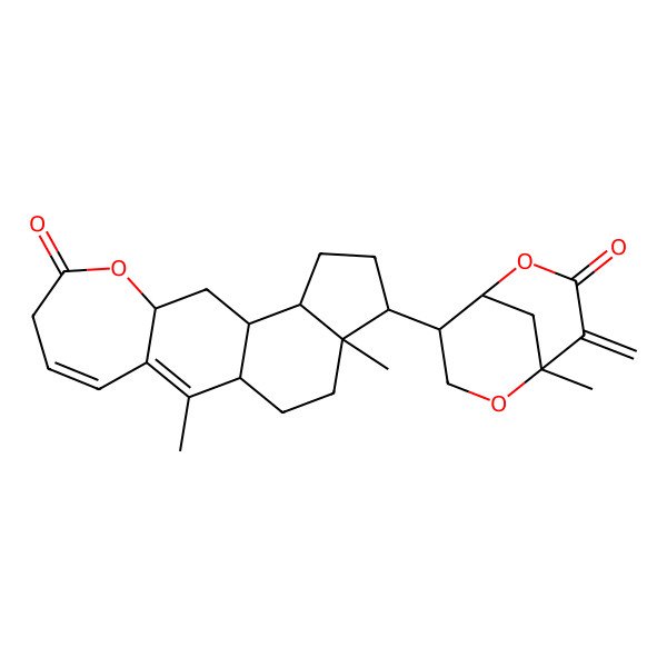 2D Structure of 2,16-Dimethyl-15-(1-methyl-8-methylidene-7-oxo-2,6-dioxabicyclo[3.3.1]nonan-4-yl)-8-oxatetracyclo[9.7.0.03,9.012,16]octadeca-2,4-dien-7-one
