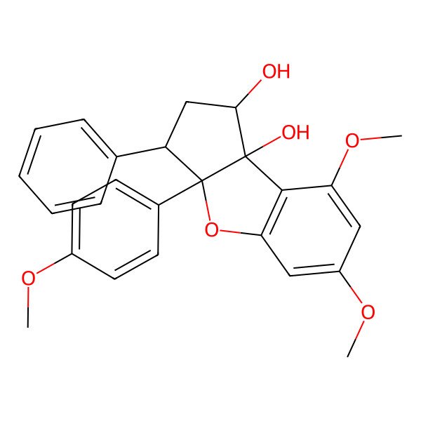 2D Structure of (1S,3S,3aR,8bS)-6,8-dimethoxy-3a-(4-methoxyphenyl)-3-phenyl-2,3-dihydro-1H-cyclopenta[b][1]benzofuran-1,8b-diol