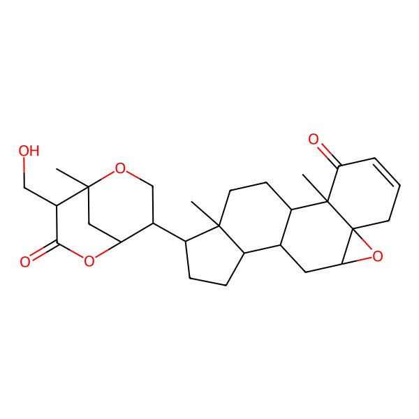 2D Structure of 15-[8-(Hydroxymethyl)-1-methyl-7-oxo-2,6-dioxabicyclo[3.3.1]nonan-4-yl]-2,16-dimethyl-8-oxapentacyclo[9.7.0.02,7.07,9.012,16]octadec-4-en-3-one